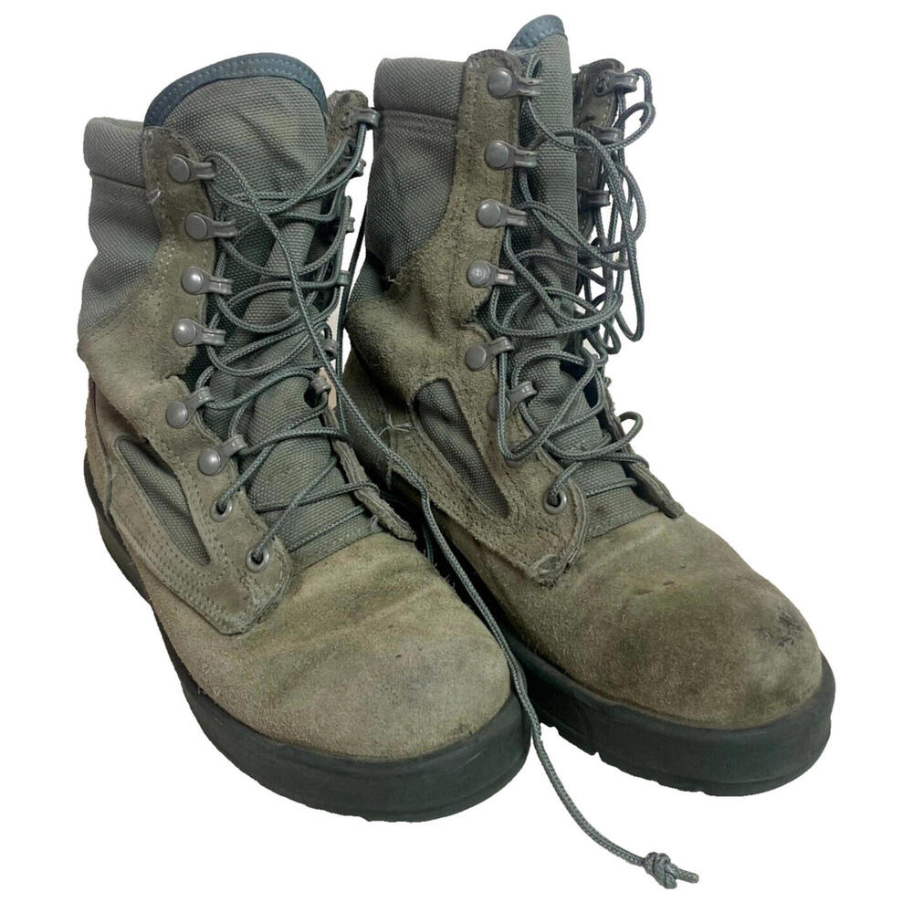 Wellco Air Force TW Combat Flight Boots Sz 7WF Suede Vibram Military‎ Sage Green
